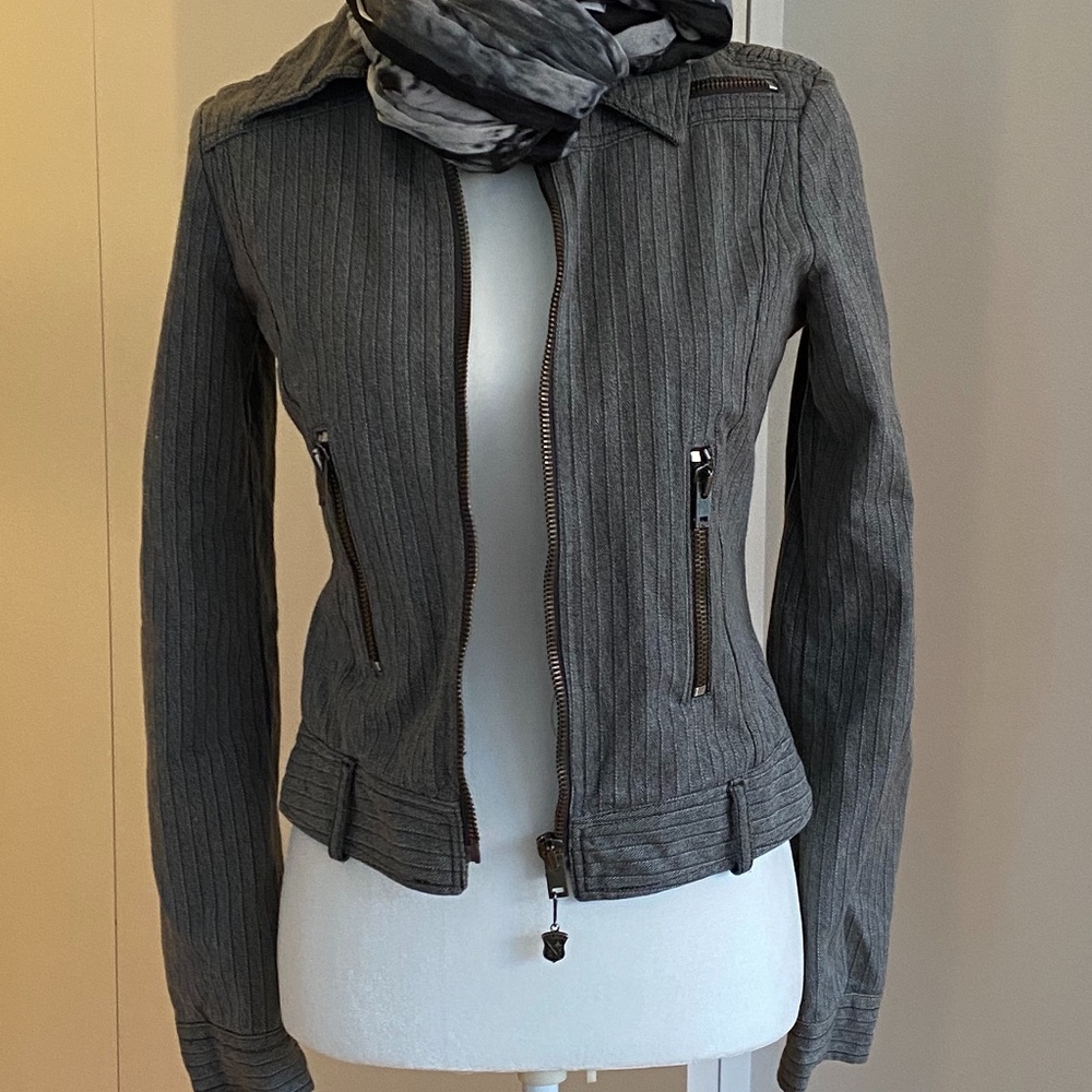 Diesel Moto-Style Grey Cotton Women's Jacket Sz S